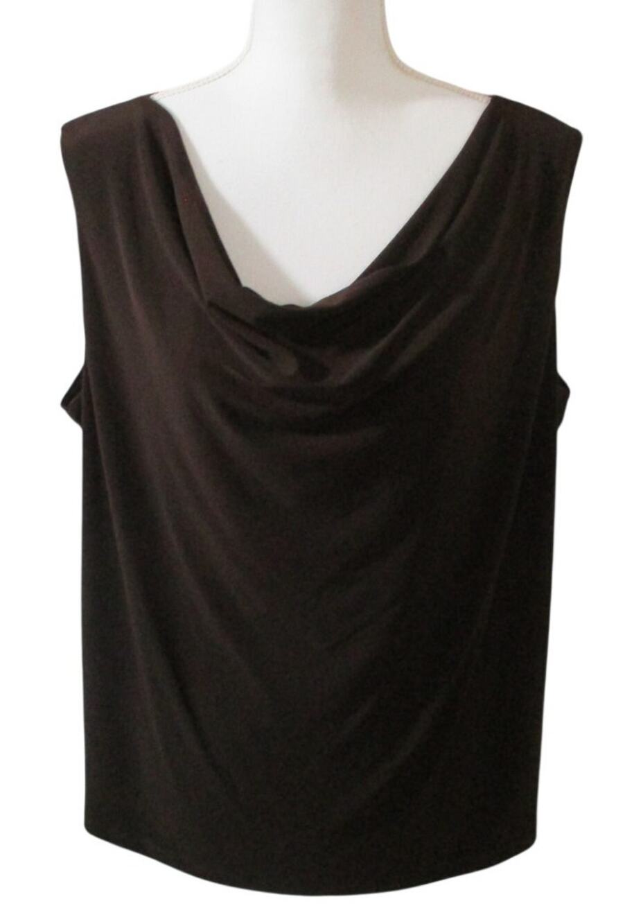 Susan Lawrence Women's Brown Stretch Sleeveless Cowl Neck Shirt Size 2X